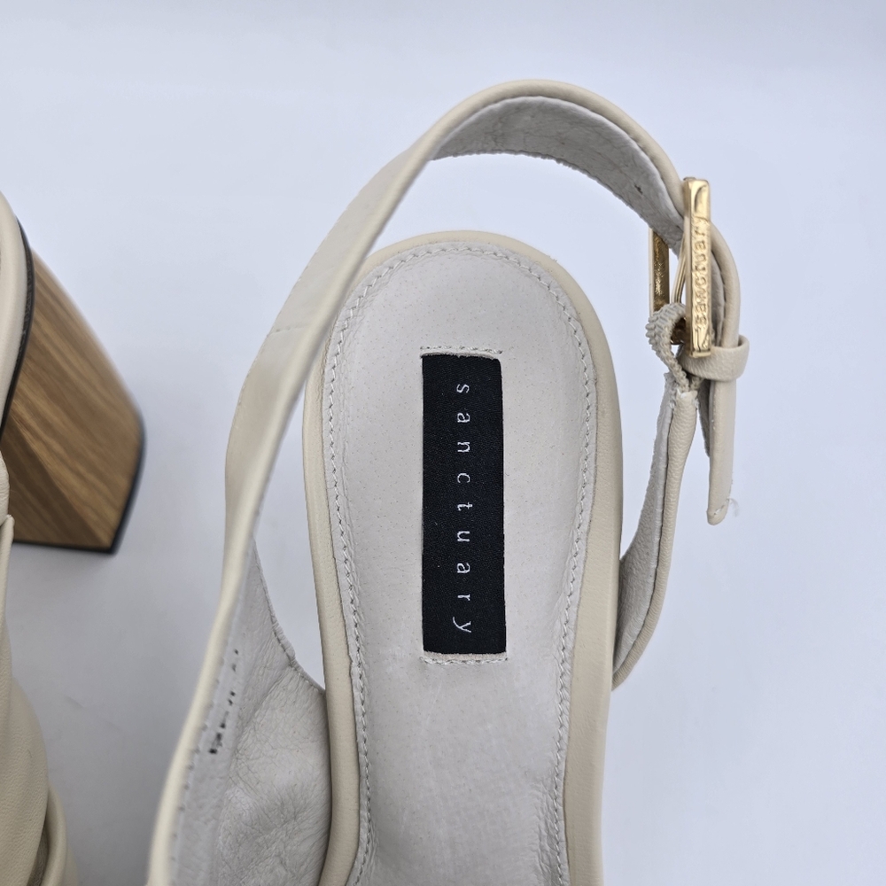 NWT Sanctuary Regal Heeled Leather Sandals, Bone, 10M - Picture 7 of 16